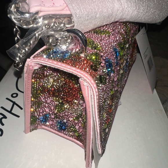 Betsey Johnson Sparkling Pink Multicolor Gem Wristlet/Long purse/crossbody - Picture 7 of 7